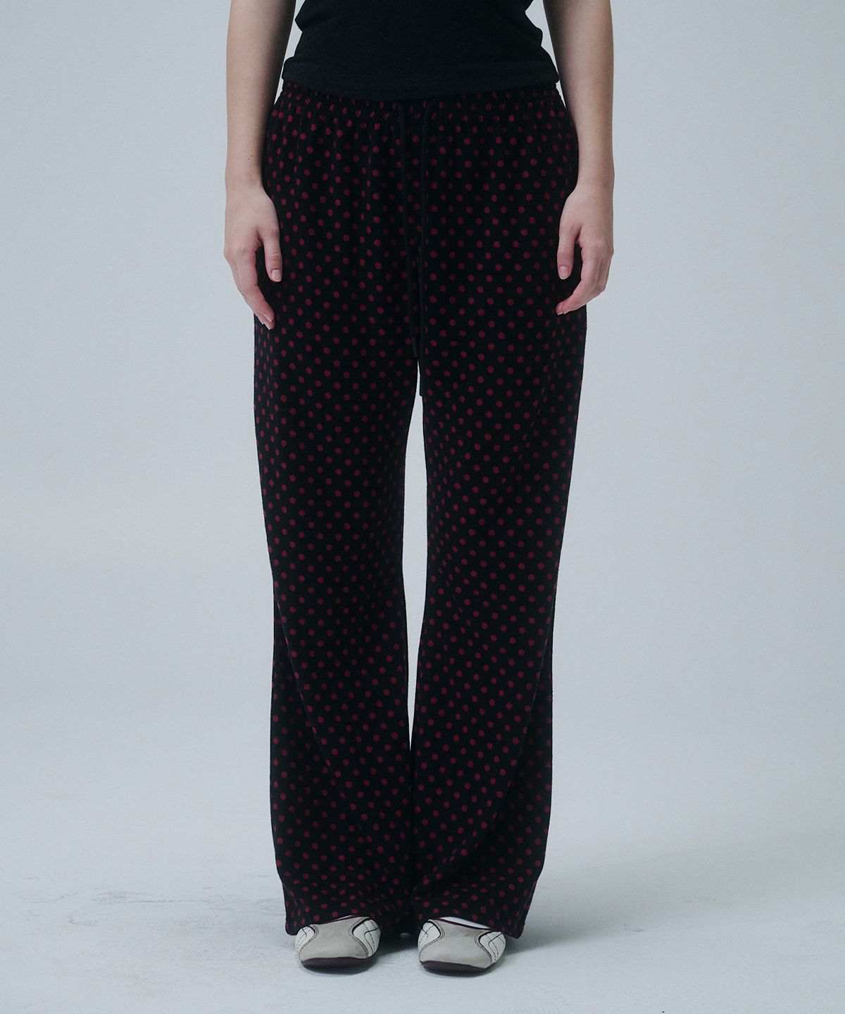펀프롬펀(FUNFROMFUN) DOT BANDING PANTS, BLACK+PINK