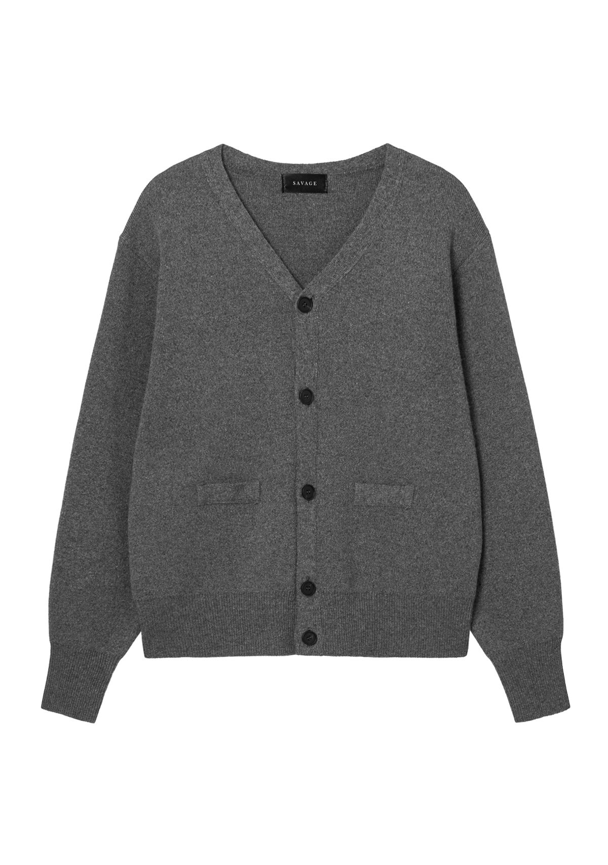 세비지(SAVAGE) V Neck Cardigan - Grey