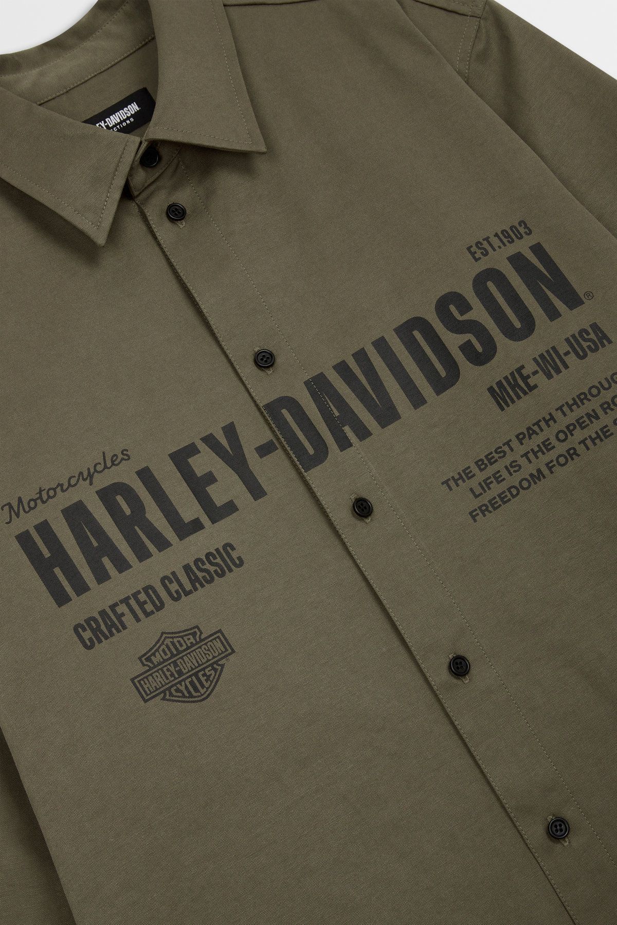 할리데이비슨 컬렉션스®(HARLEY-DAVIDSON COLLECTIONS®) HD 로고 프린트 셔츠_카키 HH14310201