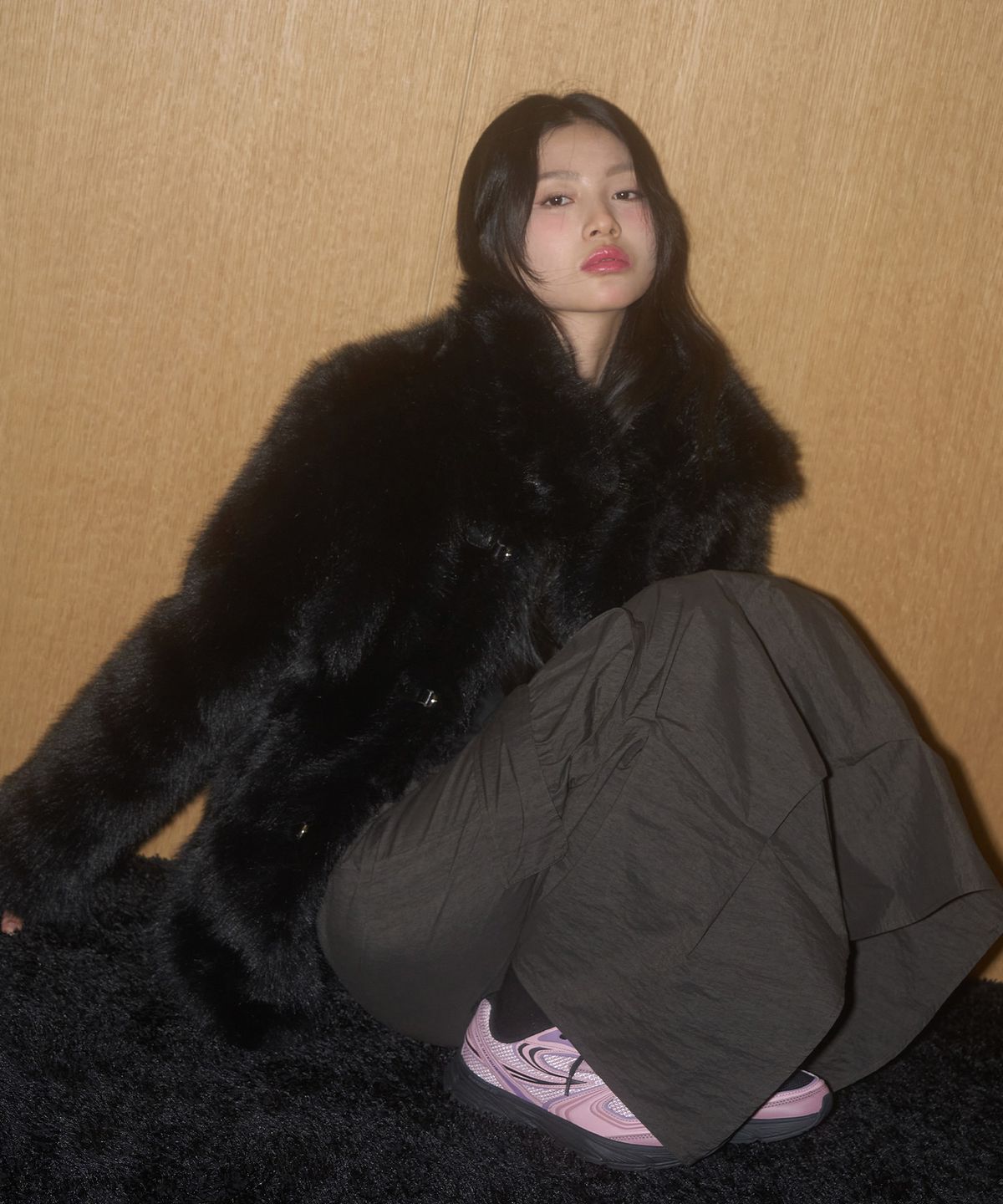 일리고(ILLIGO) 시어링 퍼 자켓 블랙