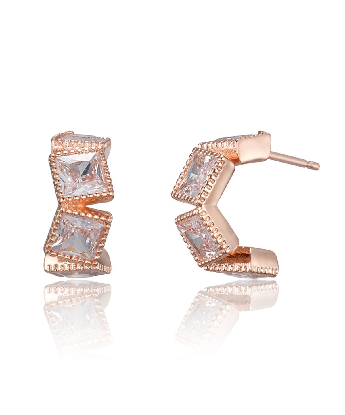 엘르주얼리(ELLEJEWELRY) 14K GF 스퀘어 조각 투핀 귀걸이 ELGPEE543