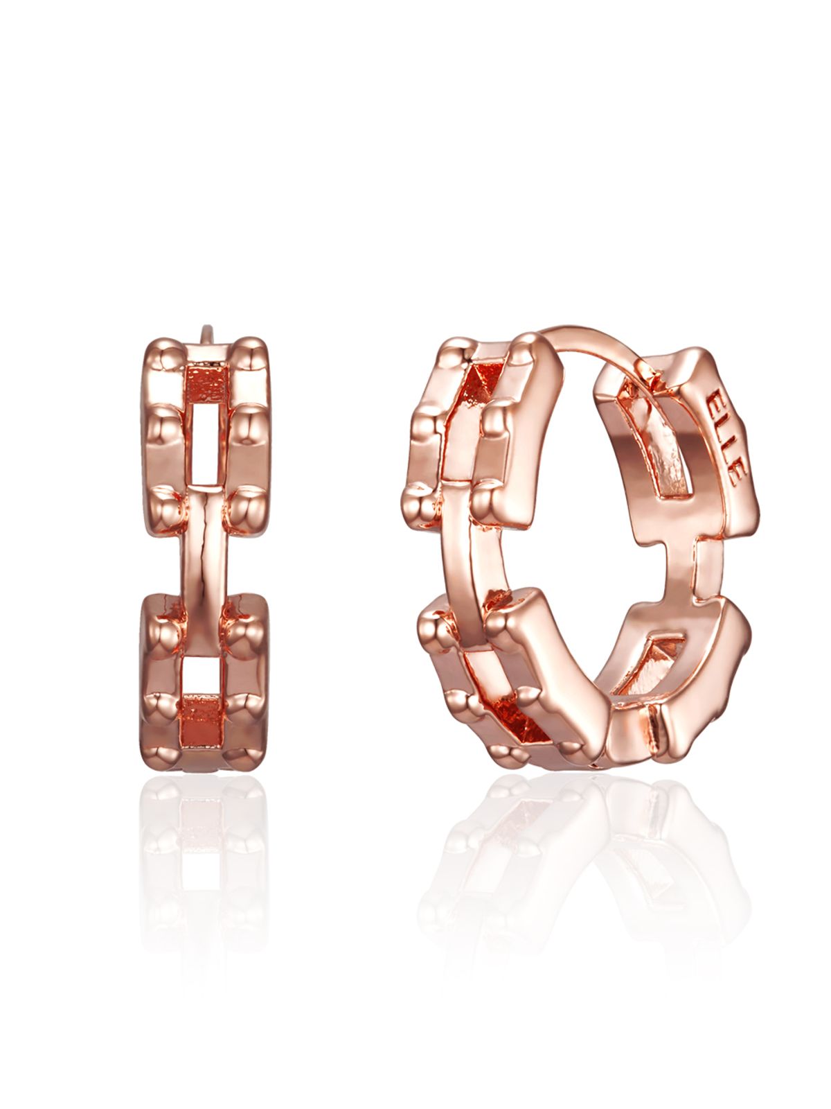 엘르주얼리(ELLEJEWELRY) 14K Goldpin 심플 투 스퀘어 원터치 귀걸이 ELGPEE553