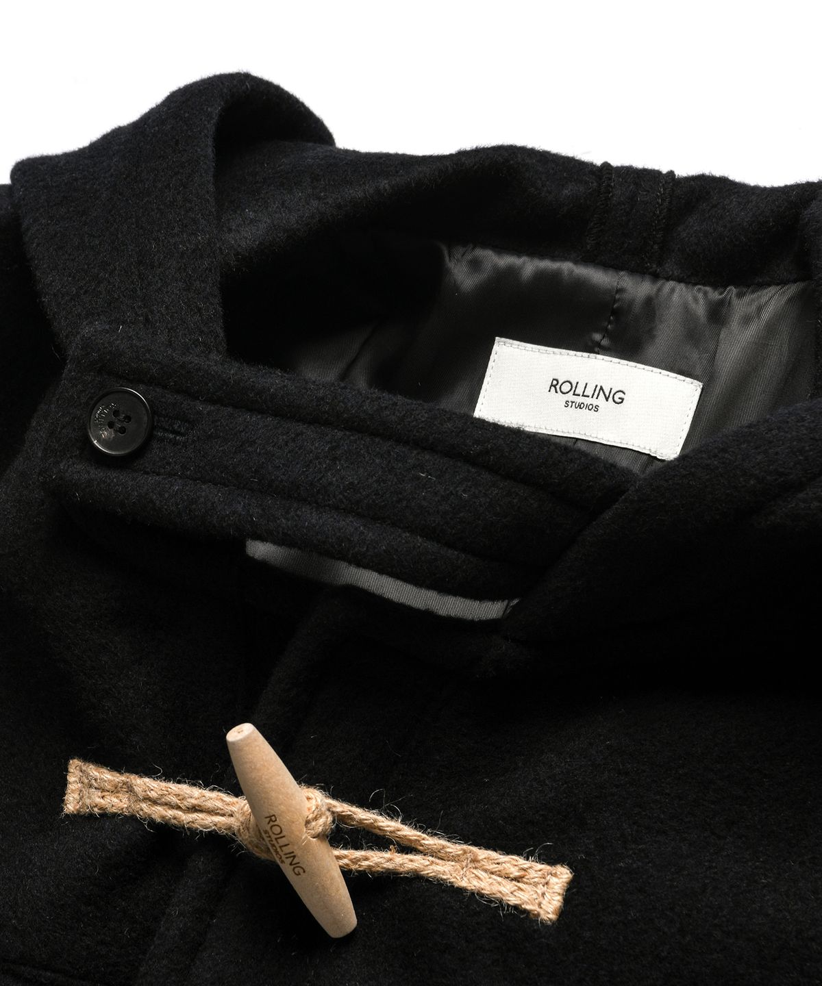 롤링스튜디오(ROLLINGSTUDIOS) HOODED WOOL FELT DUFFLE COAT BLACK