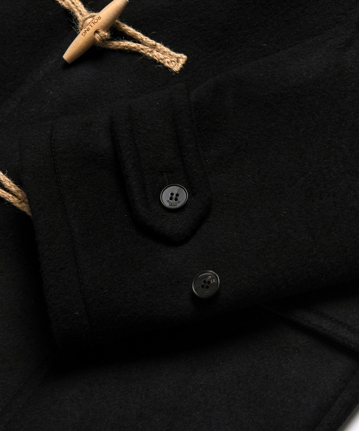 롤링스튜디오(ROLLINGSTUDIOS) HOODED WOOL FELT DUFFLE COAT BLACK