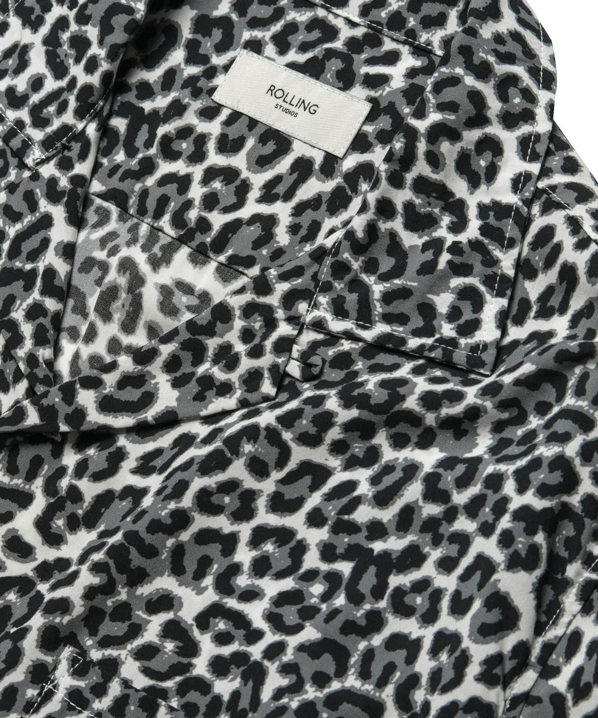 롤링스튜디오(ROLLINGSTUDIOS) HAWAIAN SHIRT LEOPARD WHITE_BLACK