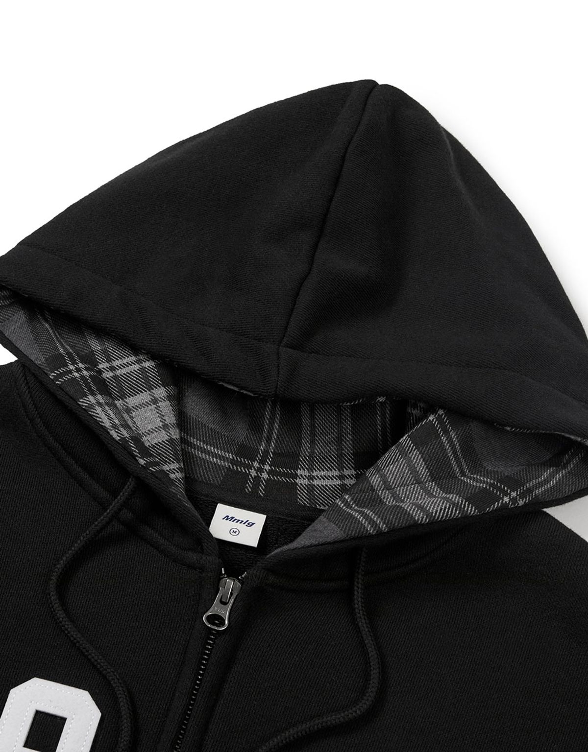 엠엠엘지(MMLG) [Mmlg] CHECK PATTERN HOOD ZIPUP (EVERY BLACK)