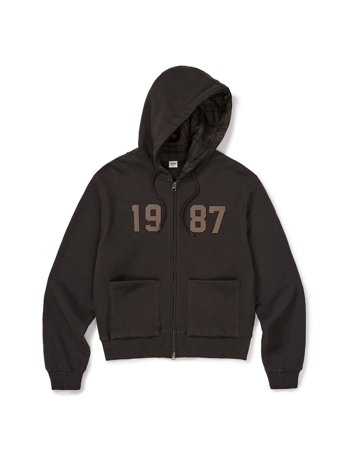 엠엠엘지(MMLG) [Mmlg] CHECK PATTERN HOOD ZIPUP (WOODY BROWN)