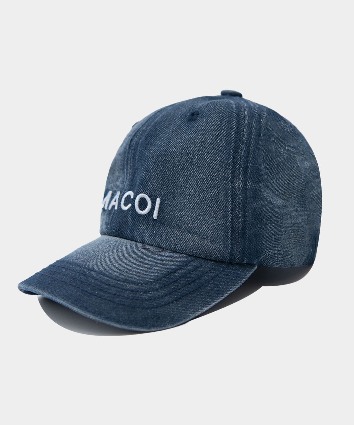 마코이(MACOI) 스티치 워시드 데님 릴렉스핏 모자 [진청]