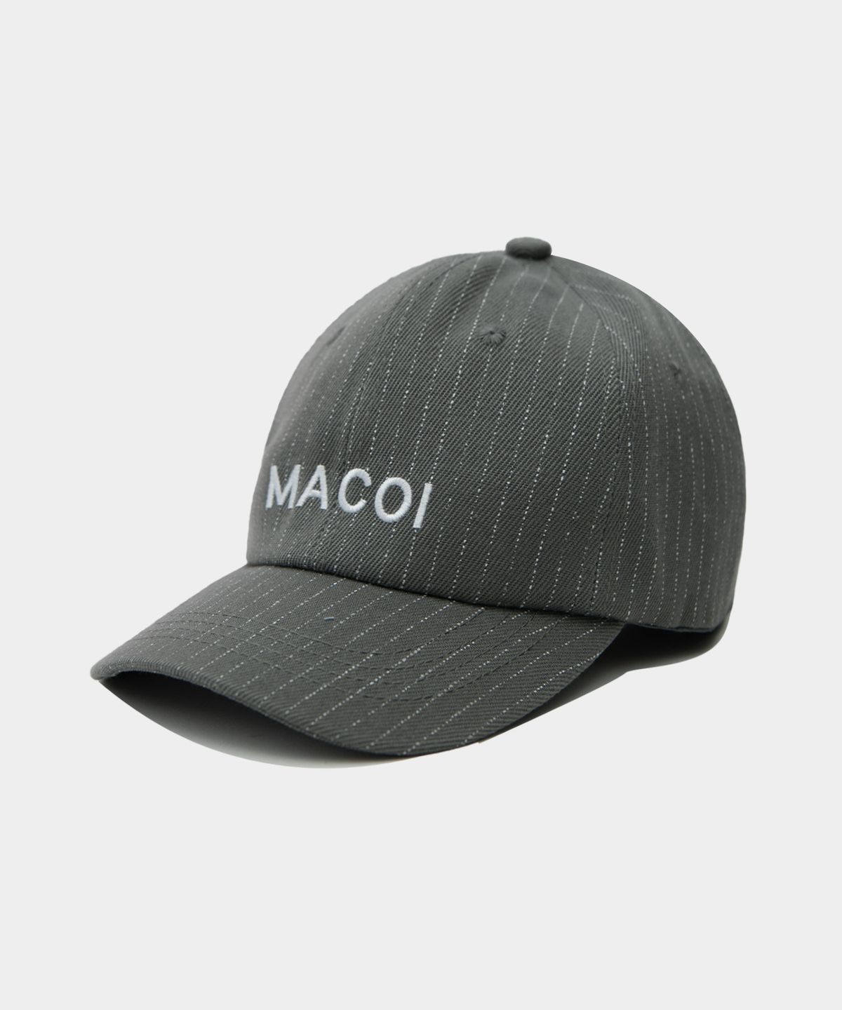마코이(MACOI) 스트라이프 로고 볼캡 야구 모자 [그레이]