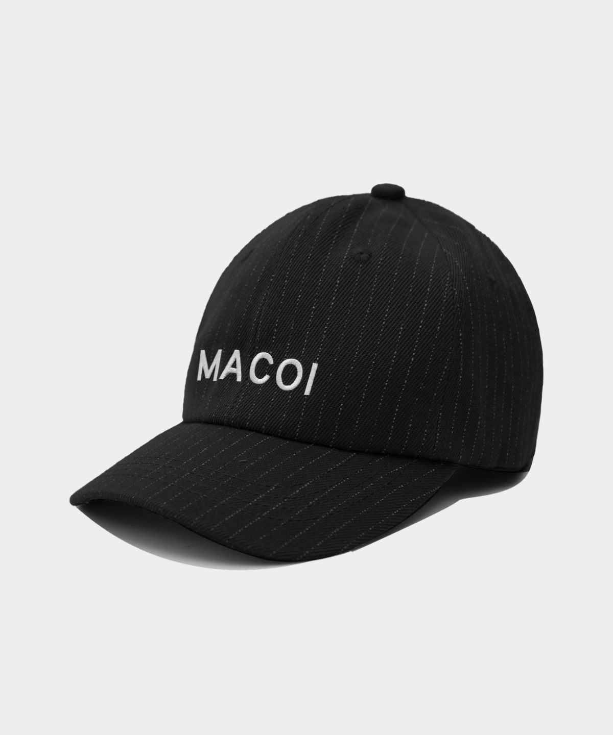 마코이(MACOI) 스트라이프 로고 볼캡 야구 모자 [블랙]