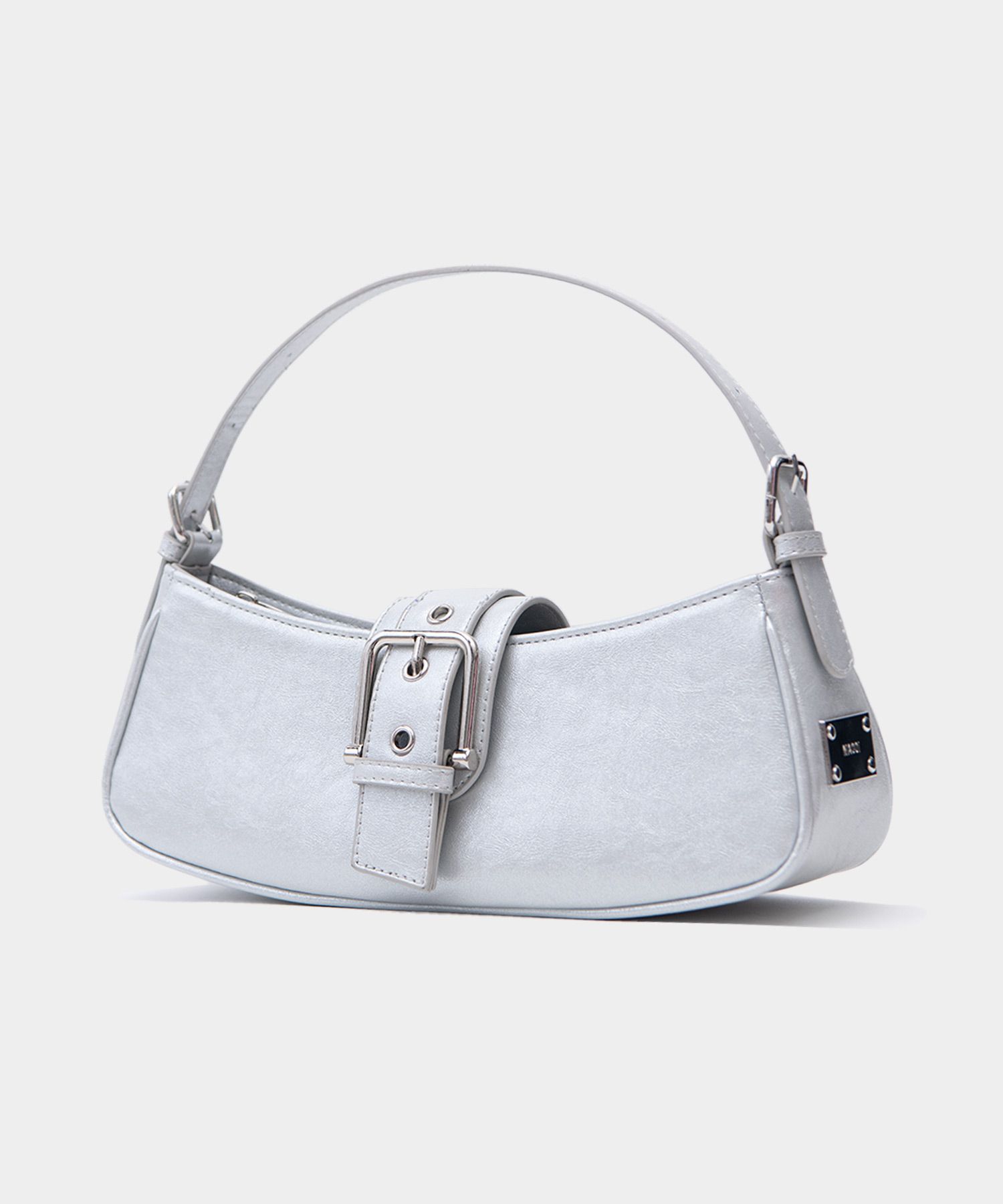 ショルダーバッグ・ポシェット MACOI Curve Buckle Hobo Mini Handbag Cream MUSINSA | MACOI Curve Buckle Hobo Mini Handbag [Silver]