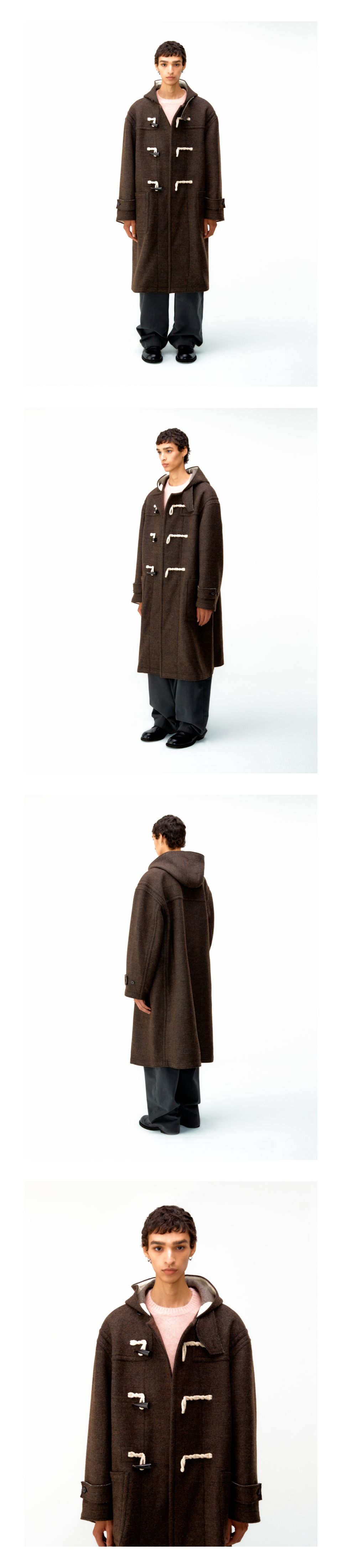 MUSINSA公式 | COOR Oversized Alpaca Blend Duffle Coat (Dark Brown