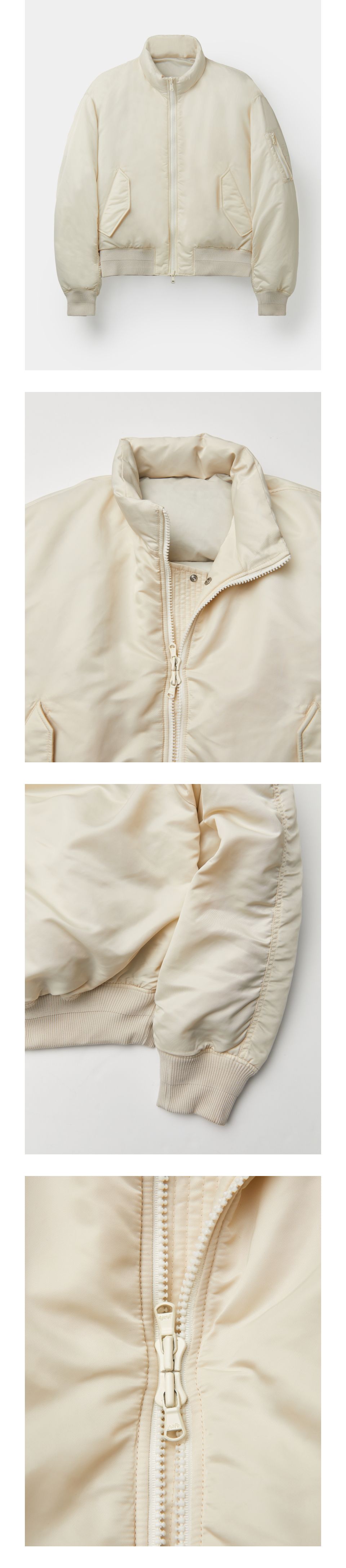 MUSINSA | COOR Stand Collar Neck Down Puffer (Cream Beige)