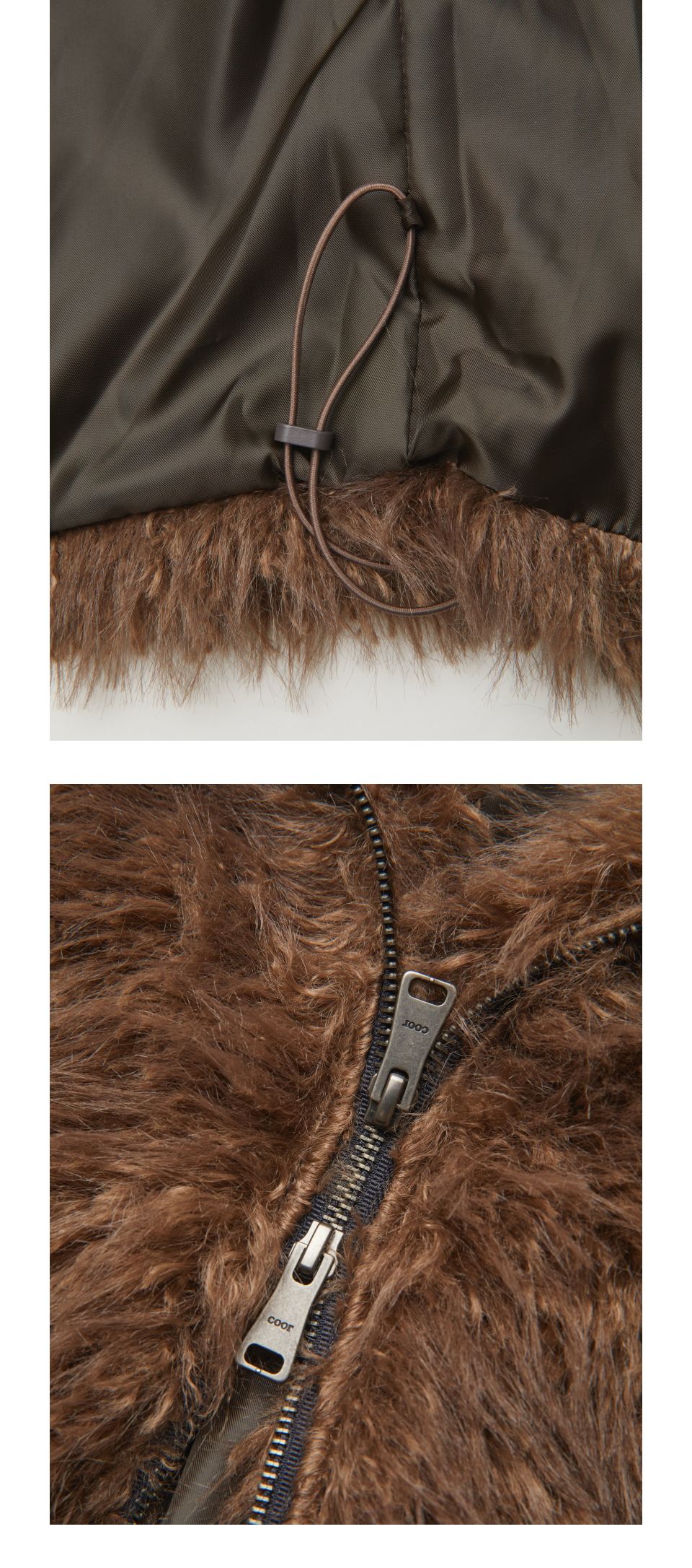 MUSINSA公式 | COOR WOMEN Curly Fake Fur Crop Jumper (Brown)