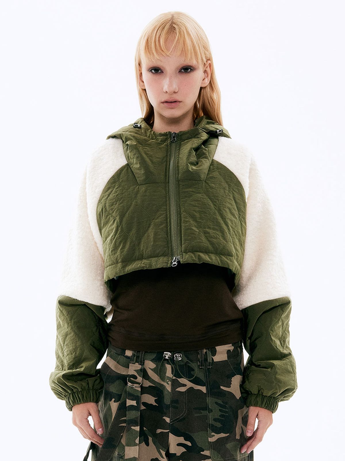 비수스(VISUS) Padded Wool Jacket_Khaki