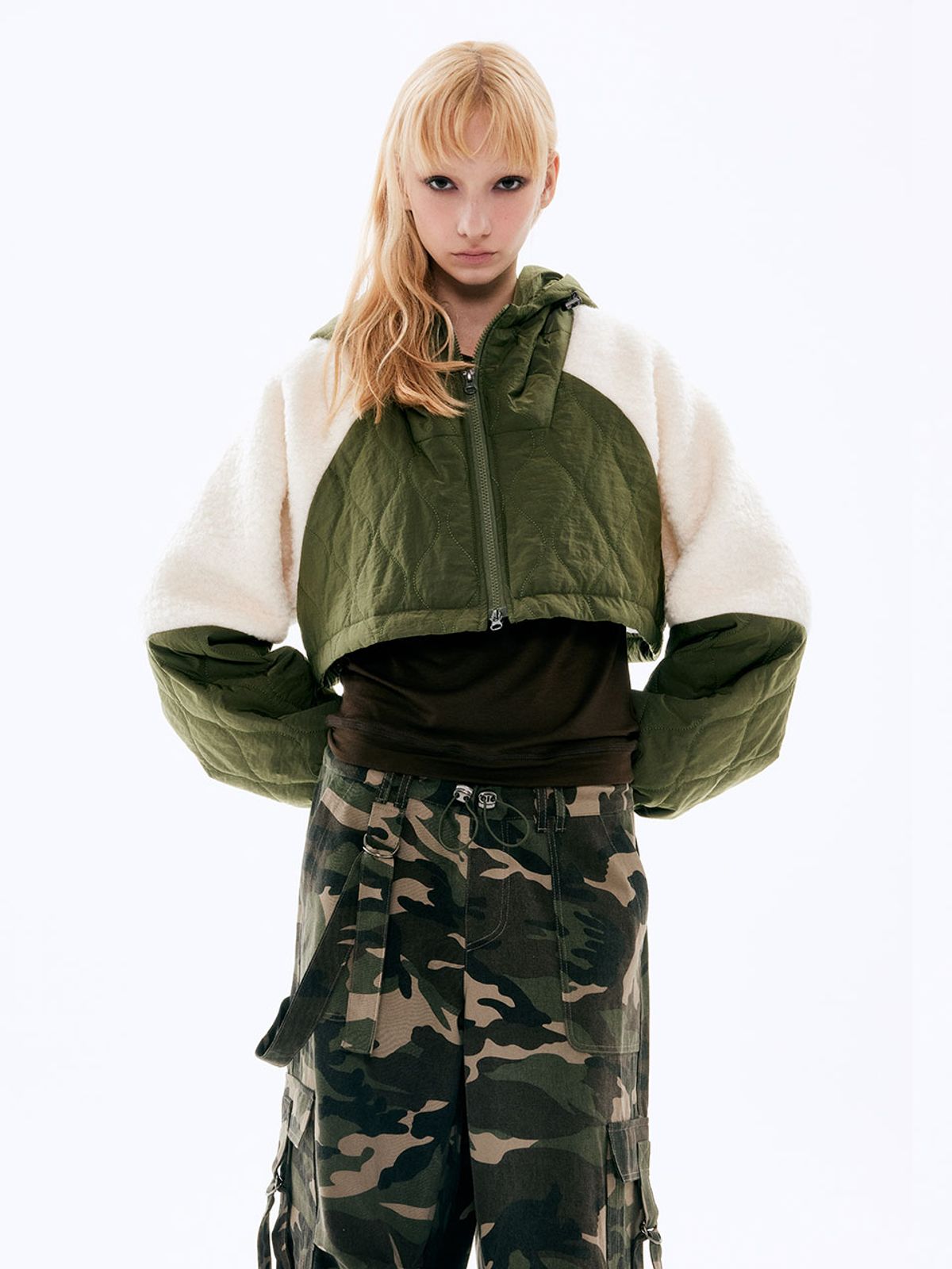 비수스(VISUS) Padded Wool Jacket_Khaki