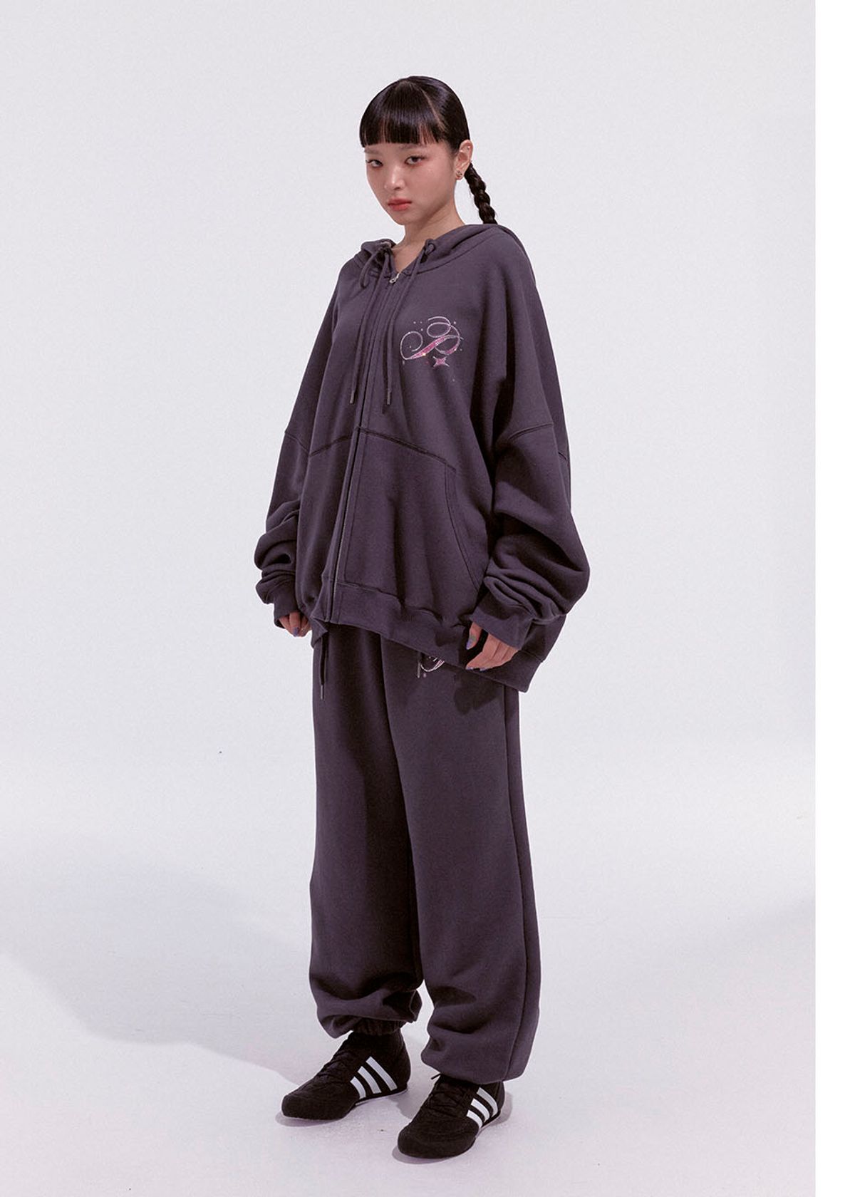 파쿠아(PAKUA) CRYSTAL BUTTERFLY HOODIE ZIP-UP_CHARCOAL GREY