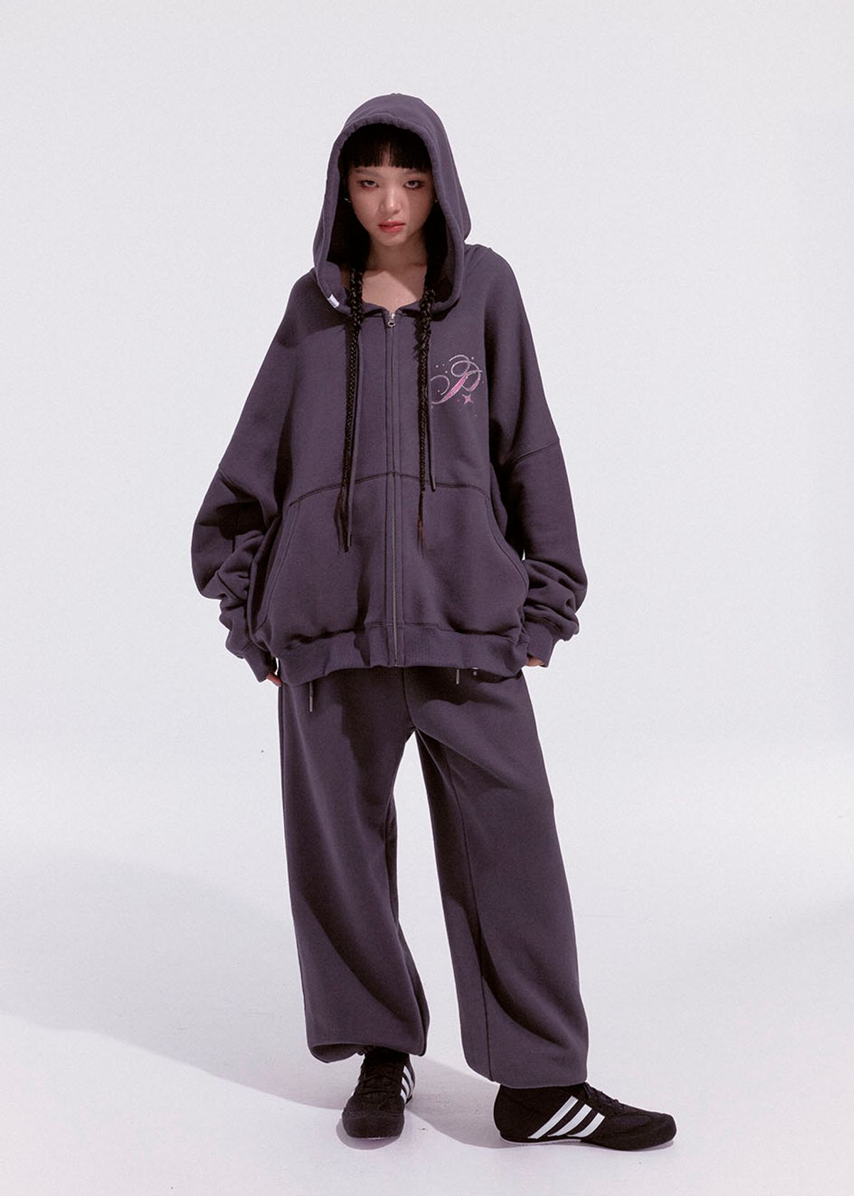 파쿠아(PAKUA) CRYSTAL BUTTERFLY HOODIE ZIP-UP_CHARCOAL GREY