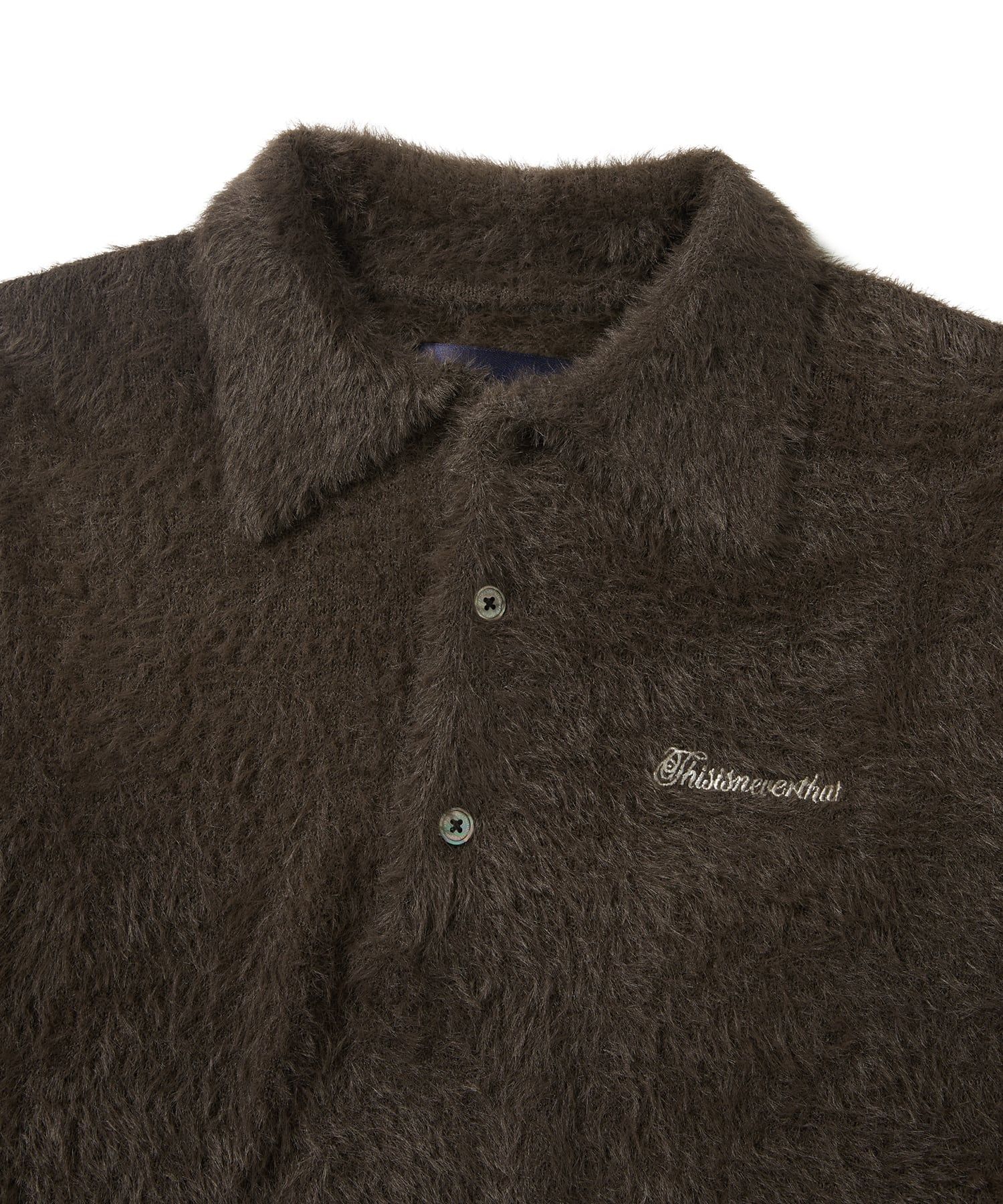 MUSINSA公式 | thisisneverthat SCT-Logo Shaggy Knit Polo Brown