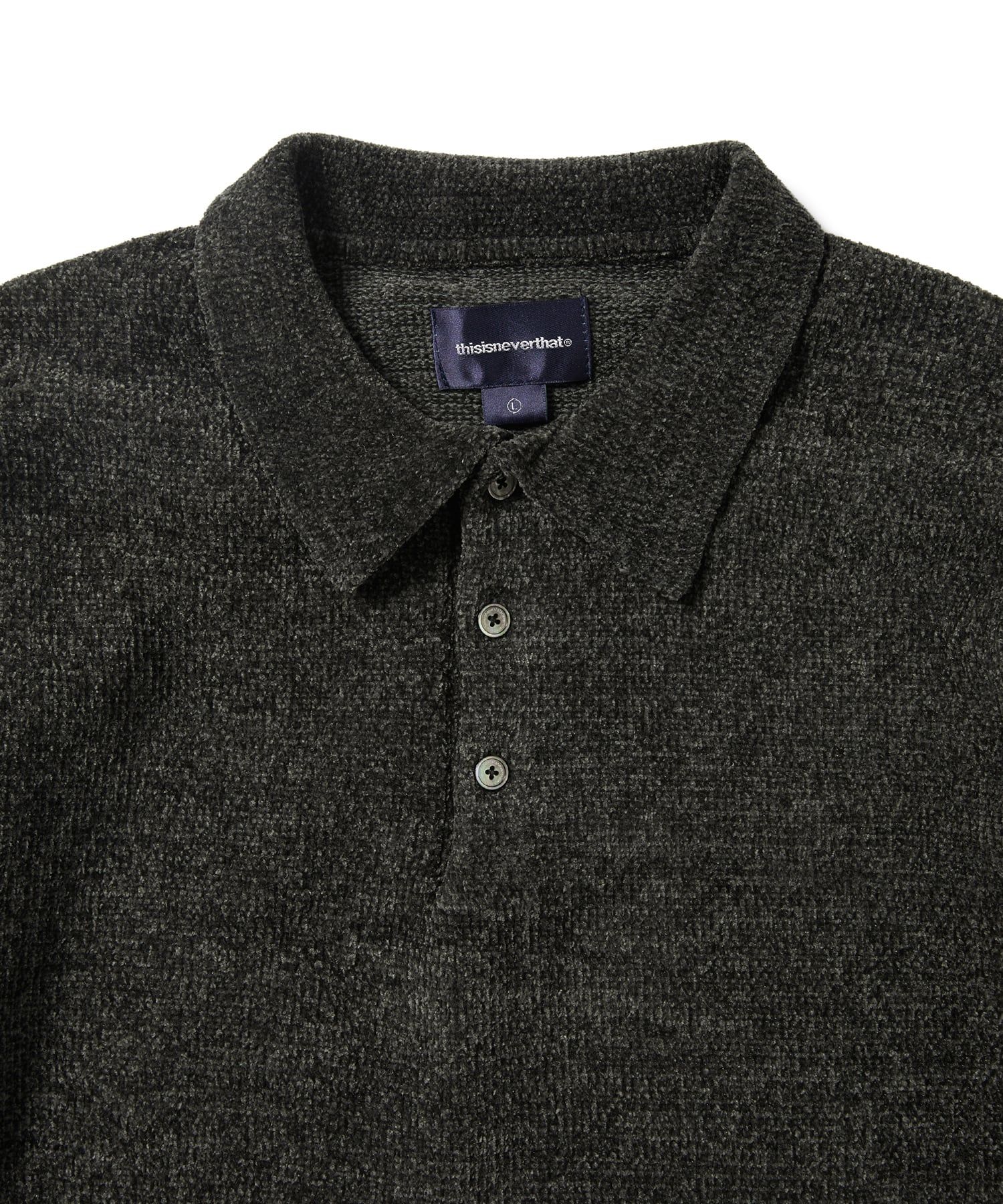 MUSINSA | thisisneverthat® Velvet Knit Polo Black