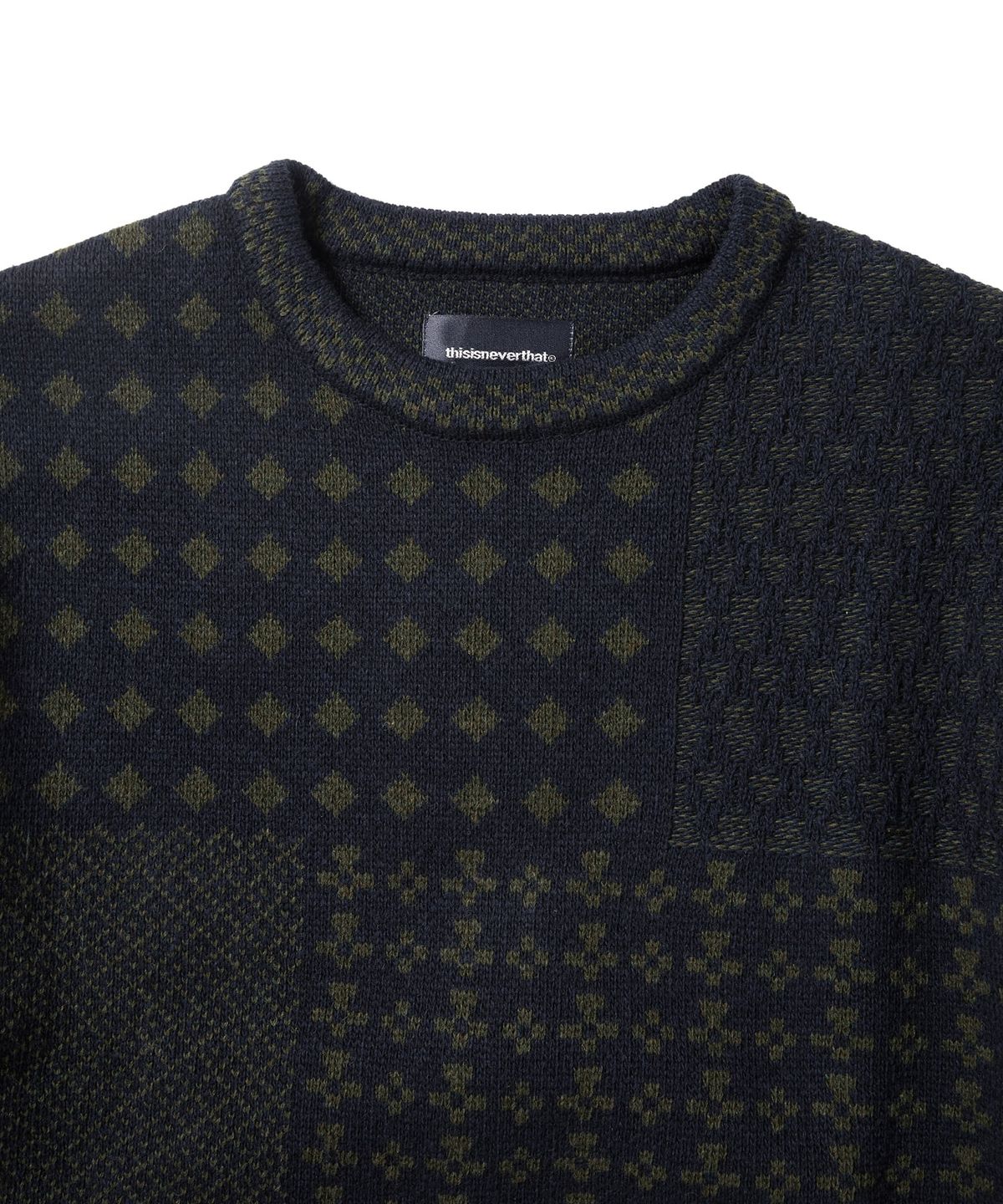 디스이즈네버댓(THISISNEVERTHAT) Block Knit L/S Top Navy