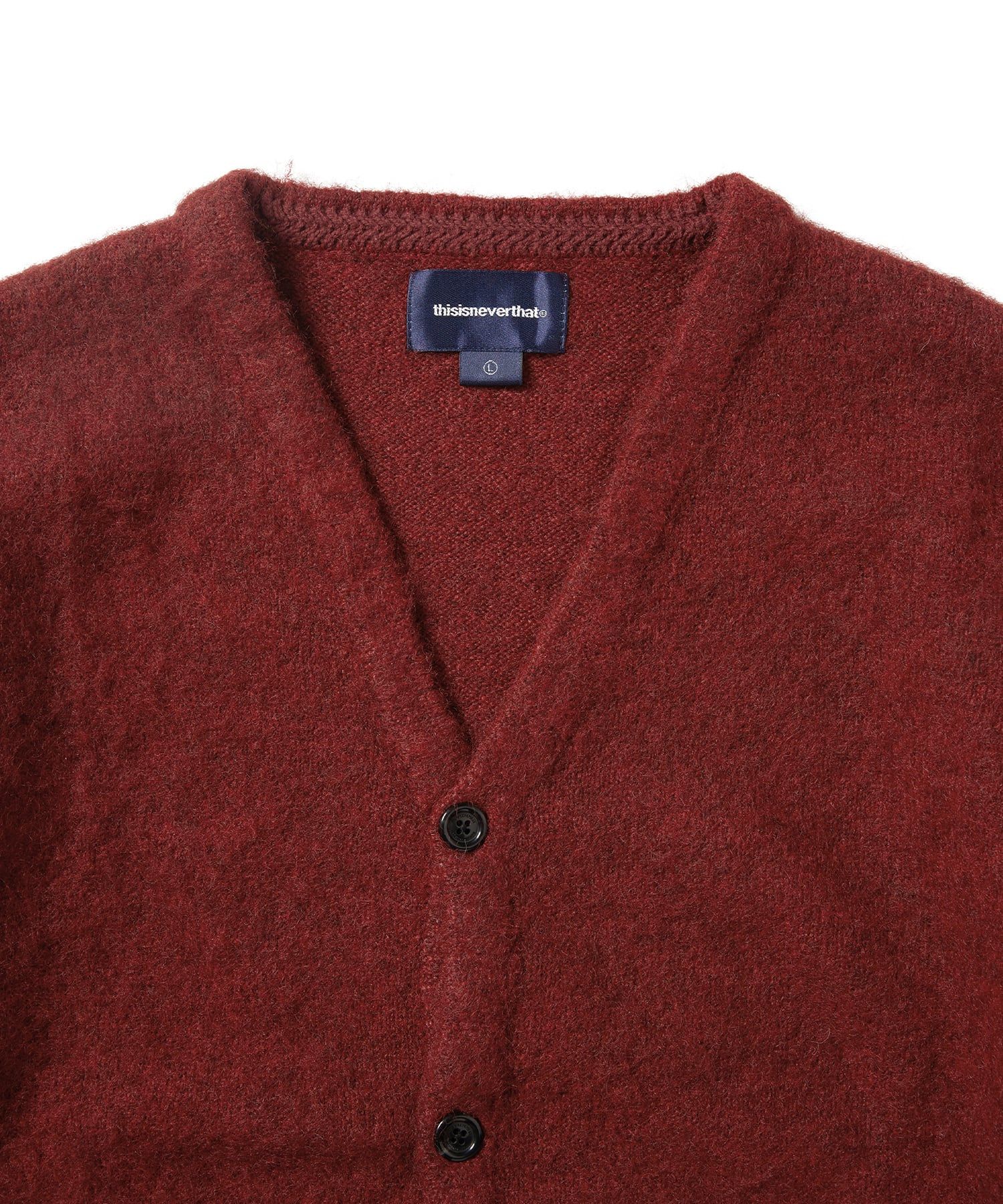 MUSINSA | thisisneverthat Hairy Knit Cardigan Red