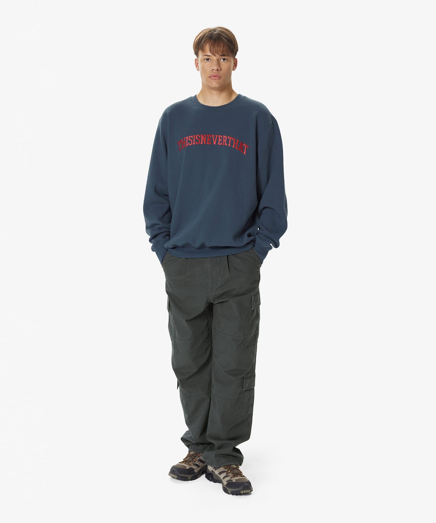 MUSINSA | thisisneverthat® Arch-Logo Crewneck Deep Water