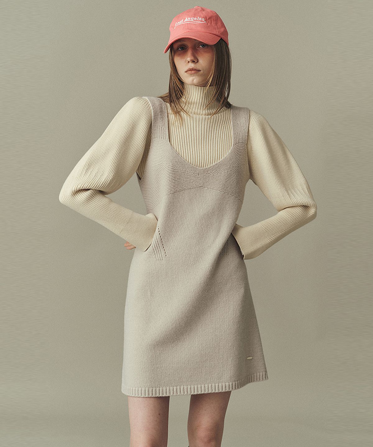 아위(AHWE) WOOL BLEND KNIT DRESS_LIGHT GREY