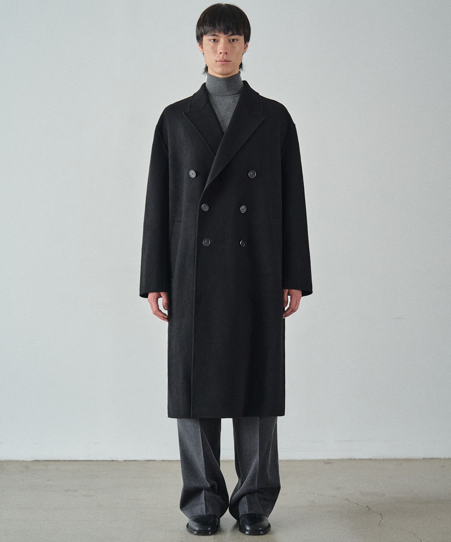 MUSINSA | COSTUME O'CLOCK Wool Blend Hand Made Double Coat Black