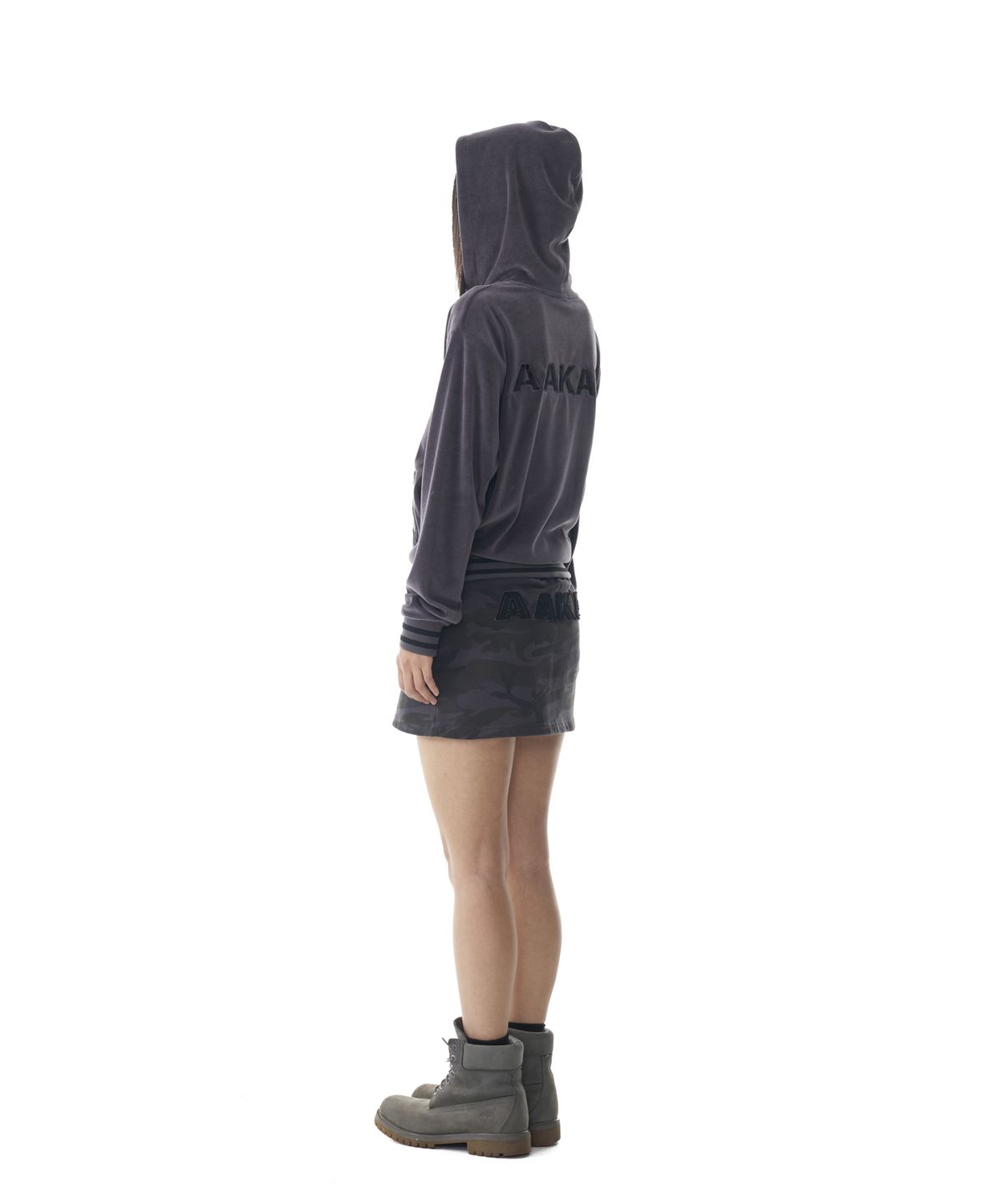 아캄(AAKAM) Camouflage Logo Sweat Skirt (Black)