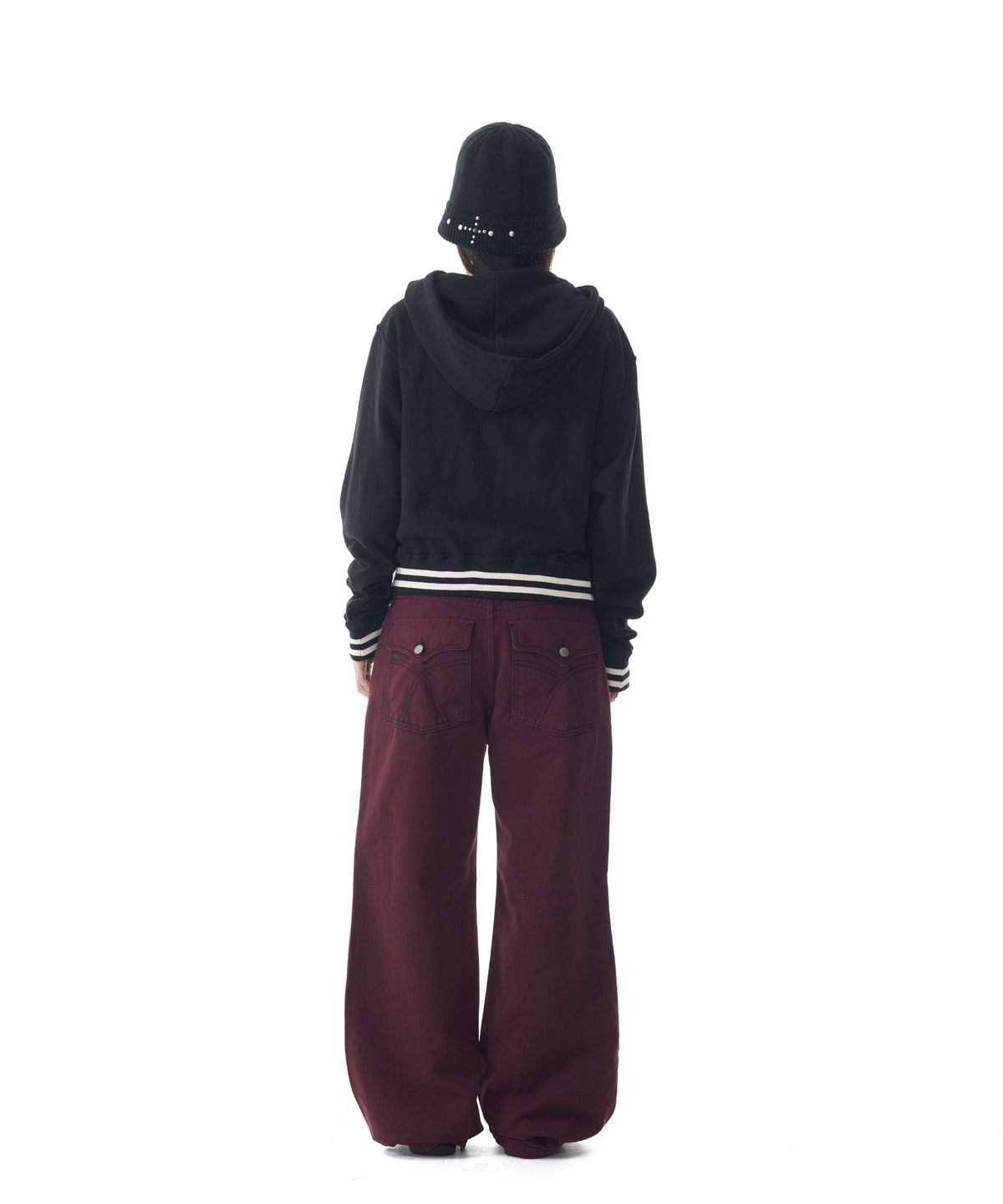 아캄(AAKAM) Western Studded Cotton Pants (Wine)