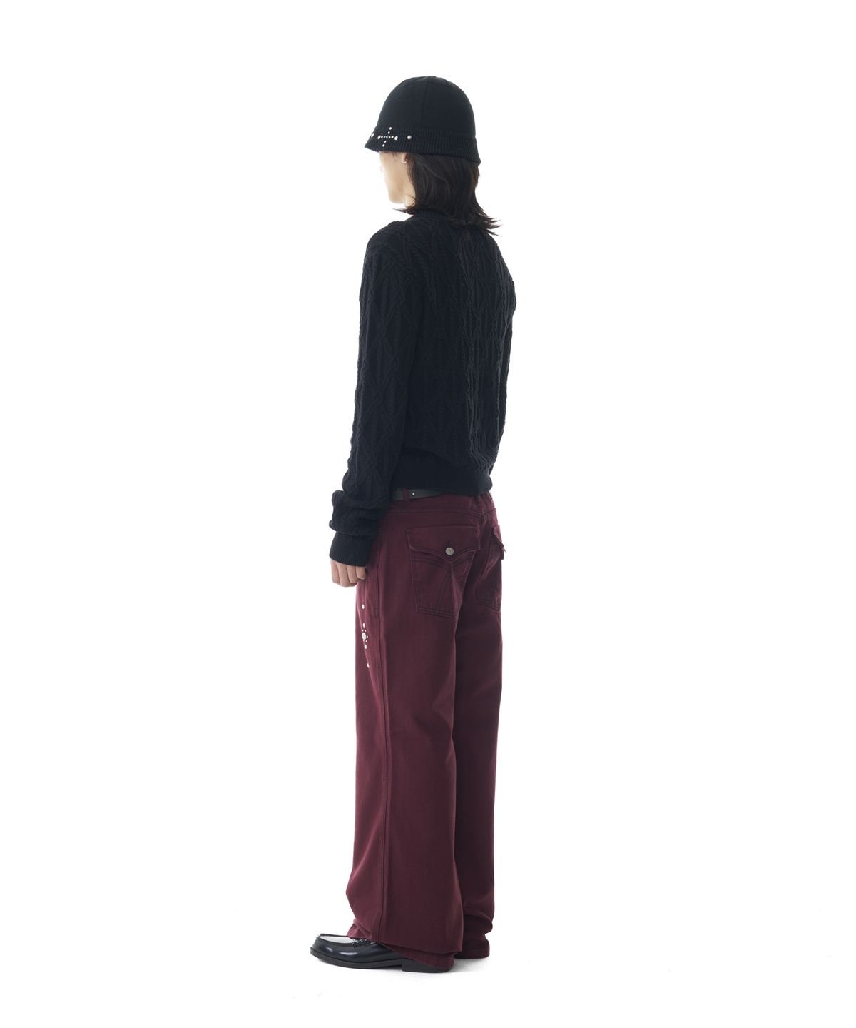 아캄(AAKAM) Western Studded Cotton Pants (Wine)