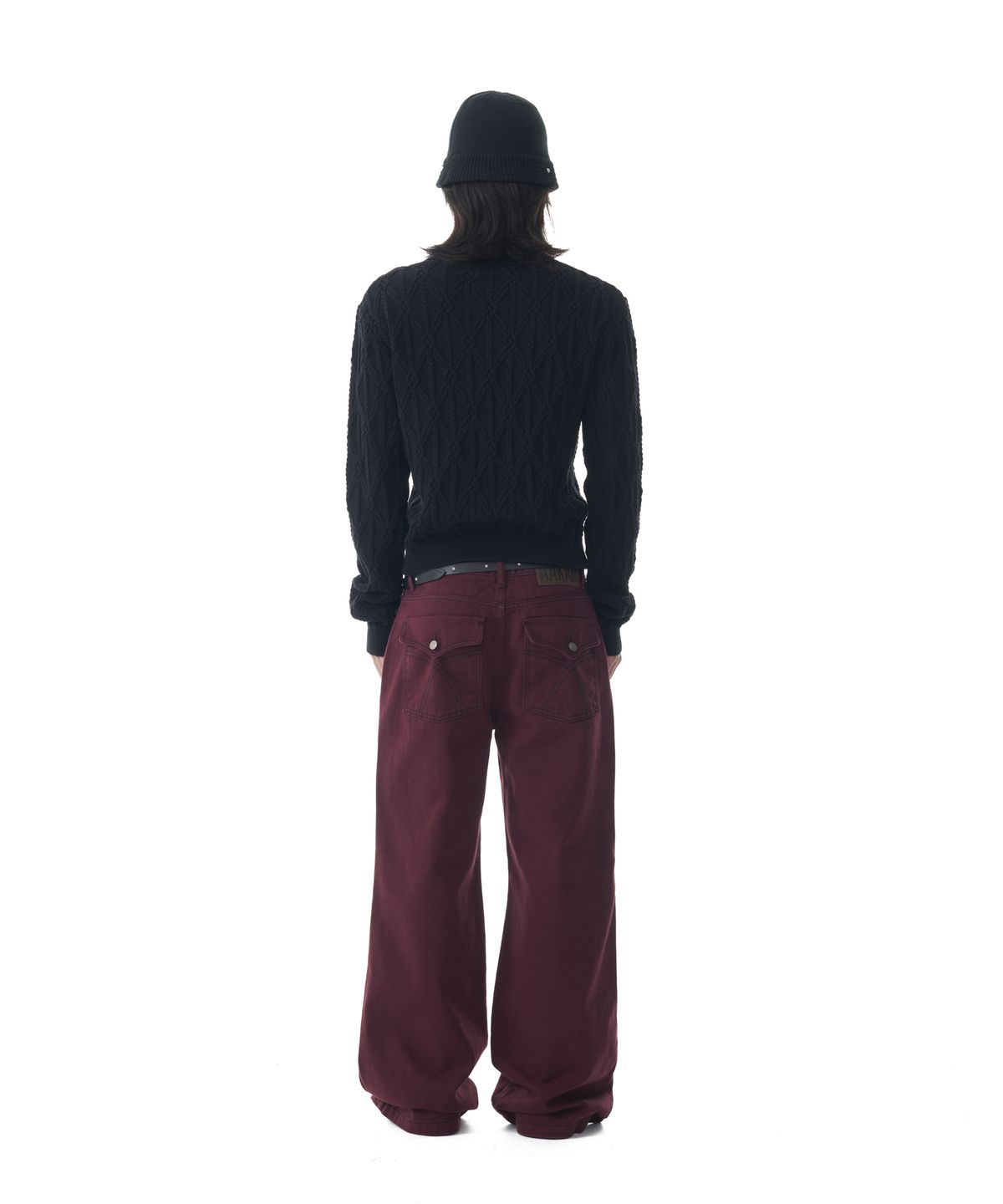 아캄(AAKAM) Western Studded Cotton Pants (Wine)