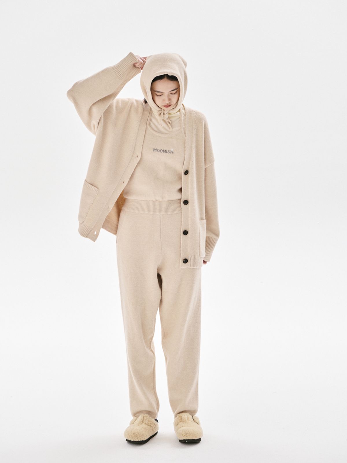 무니쉬(MOONISH) Rogge knit cardigan_BEIGE