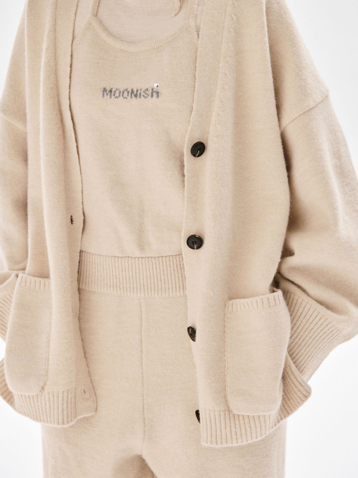 무니쉬(MOONISH) Rogge knit cardigan_BEIGE