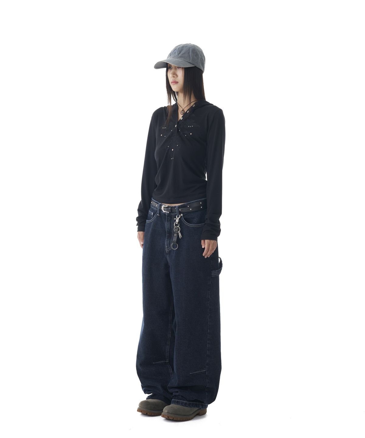 아캄(AAKAM) Needlework Carpenter Denim Pants (Blue)