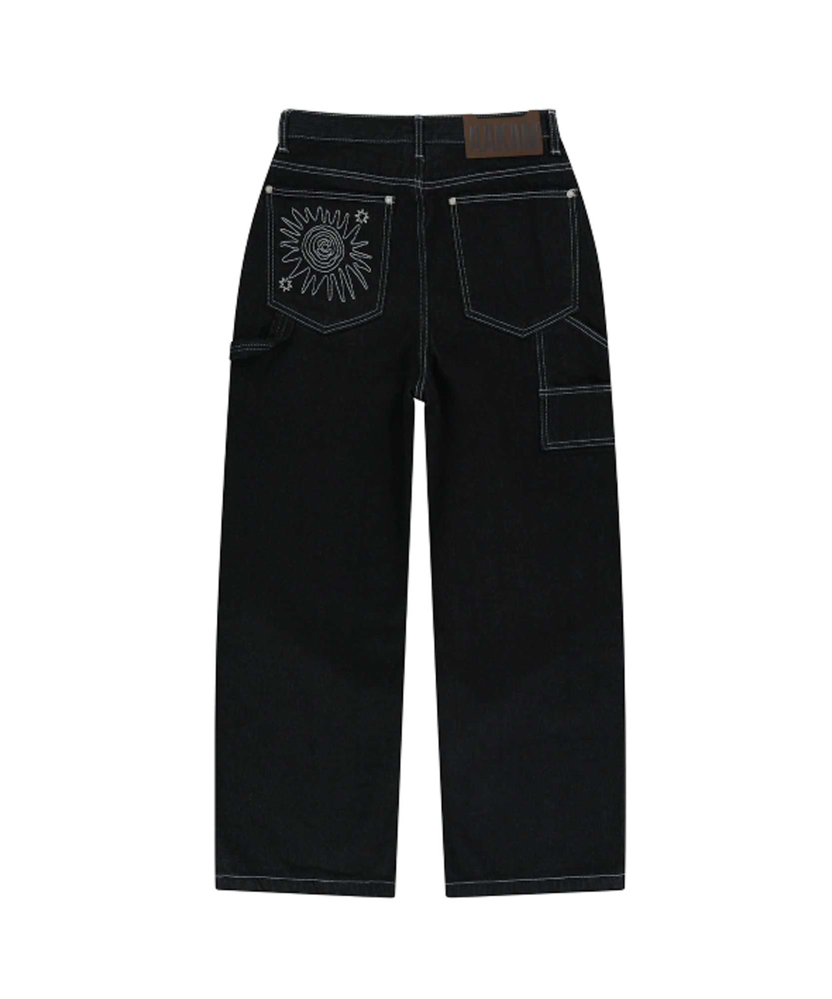 MUSINSA公式 | AAKAM Needlework Carpenter Denim Pants (Black)