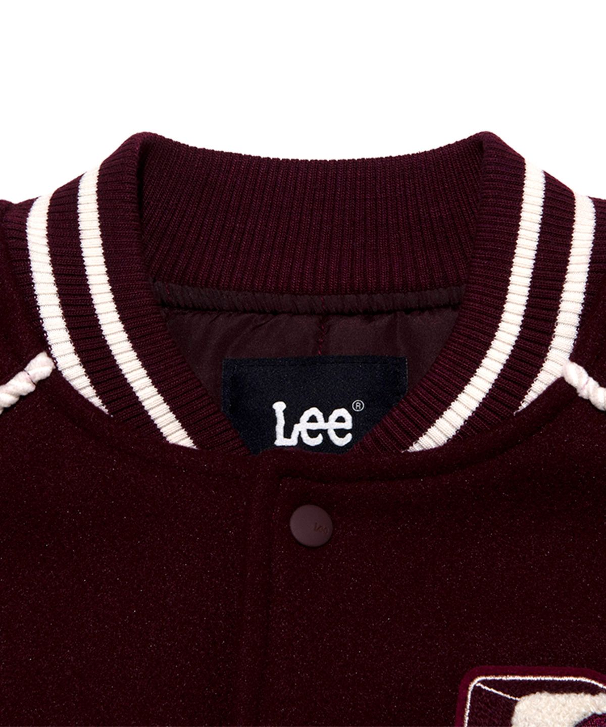 리 키즈(LEE KIDS) 버디리 와펜 모직 레귤러핏 바시티 패딩 점퍼 버건디 LK2404JU40BU