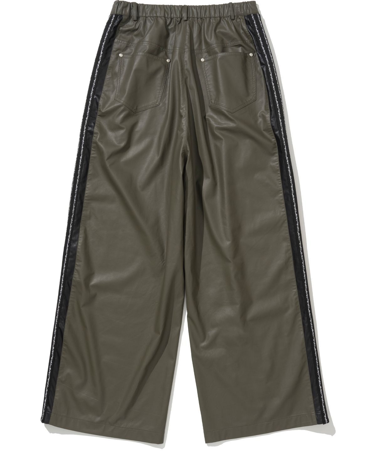 낫포너드(NOT4NERD) Vegan Leather Thorns Side Line Pants - Khaki