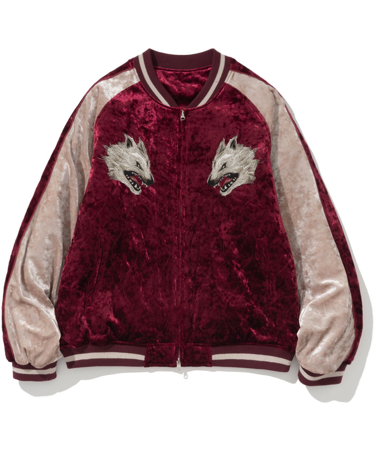낫포너드(NOT4NERD) Wolf Souvenir Quilting Blouson Jacket - Red