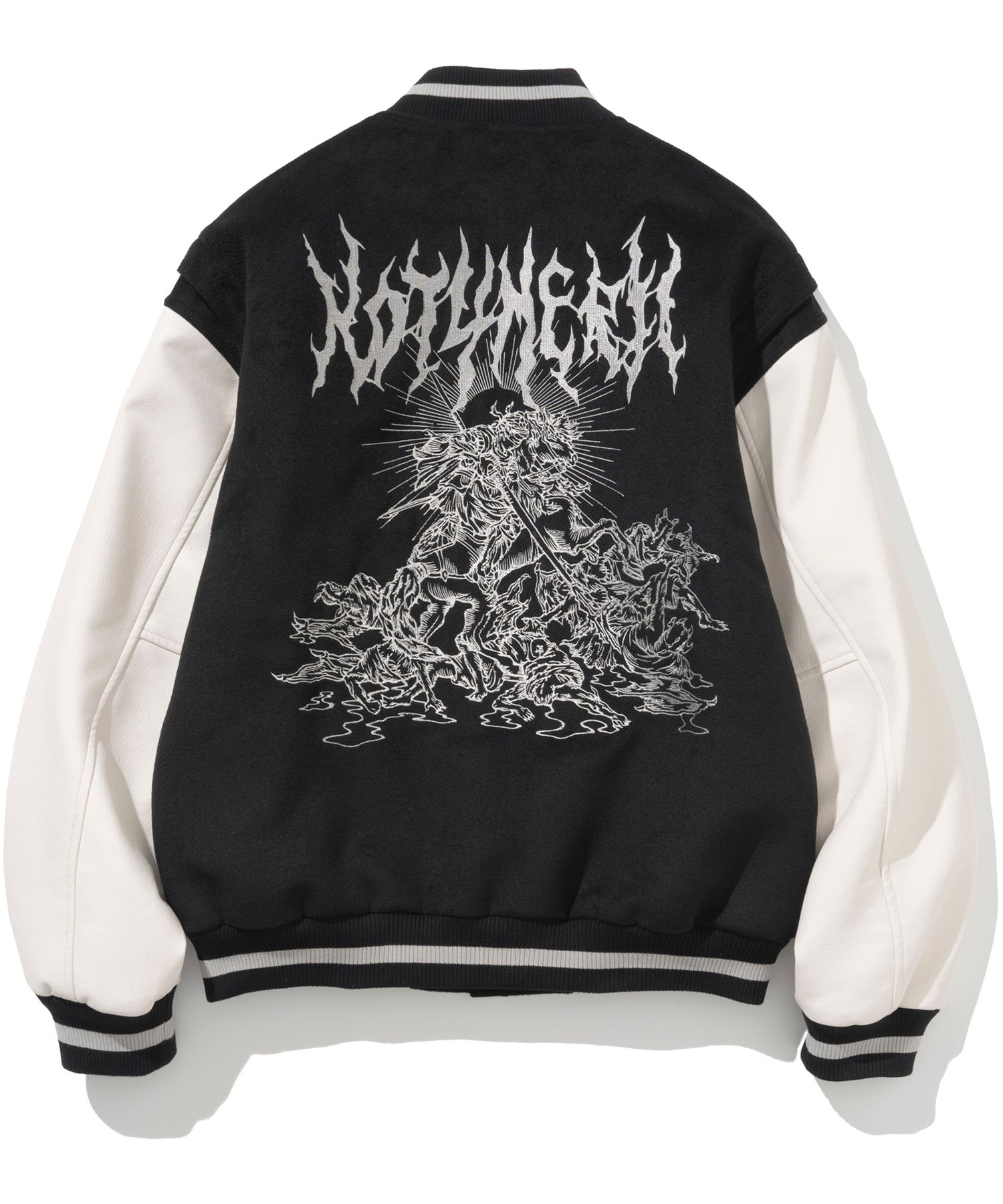 【NOT4NERD】Athena ヴァーシティ ジャケット - ブラック MUSINSA公式 | NOT4NERD Athena Varsity Jacket - Black