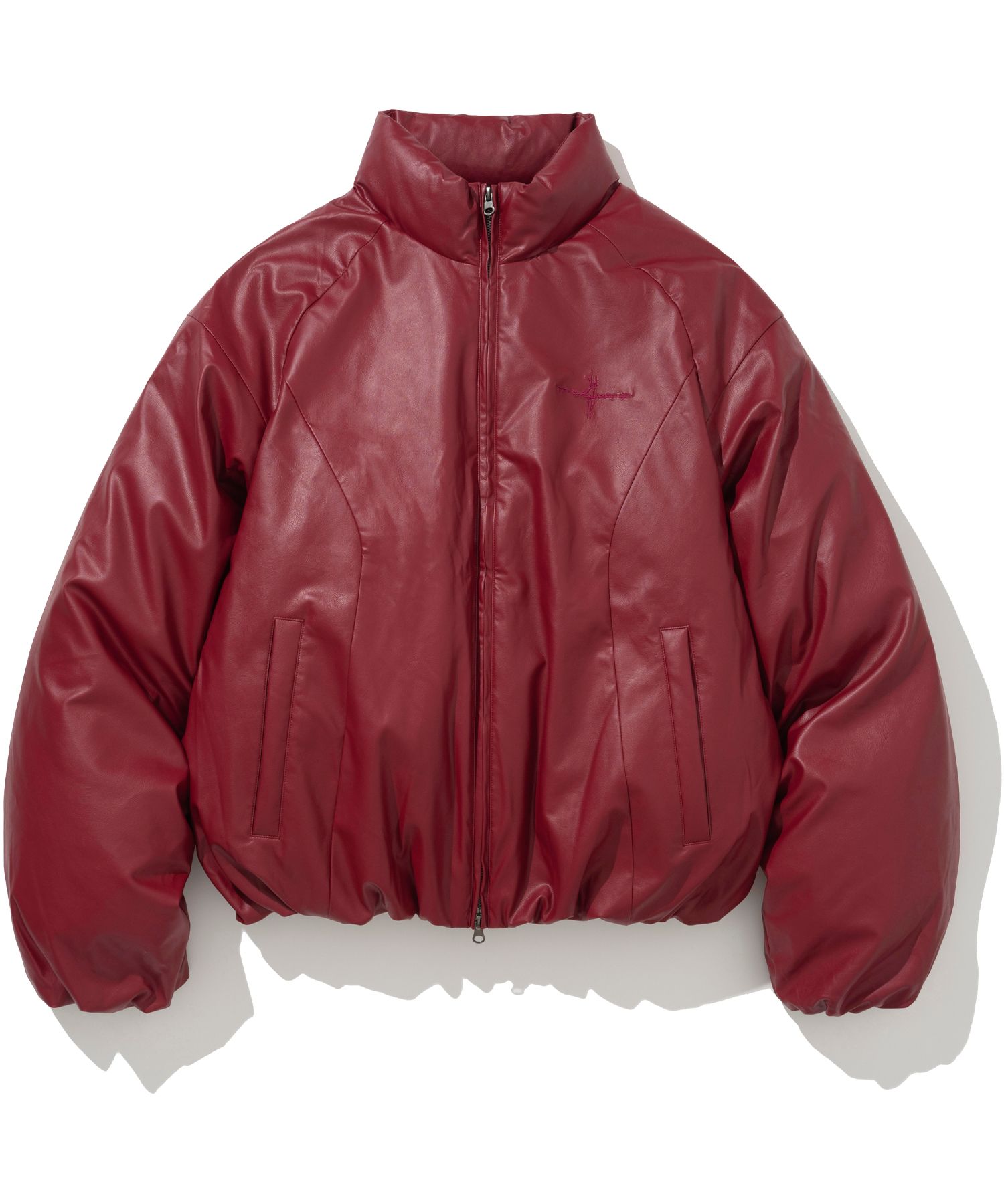 MUSINSA公式 | NOT4NERD Leather Incision Puffer Jacket - Red