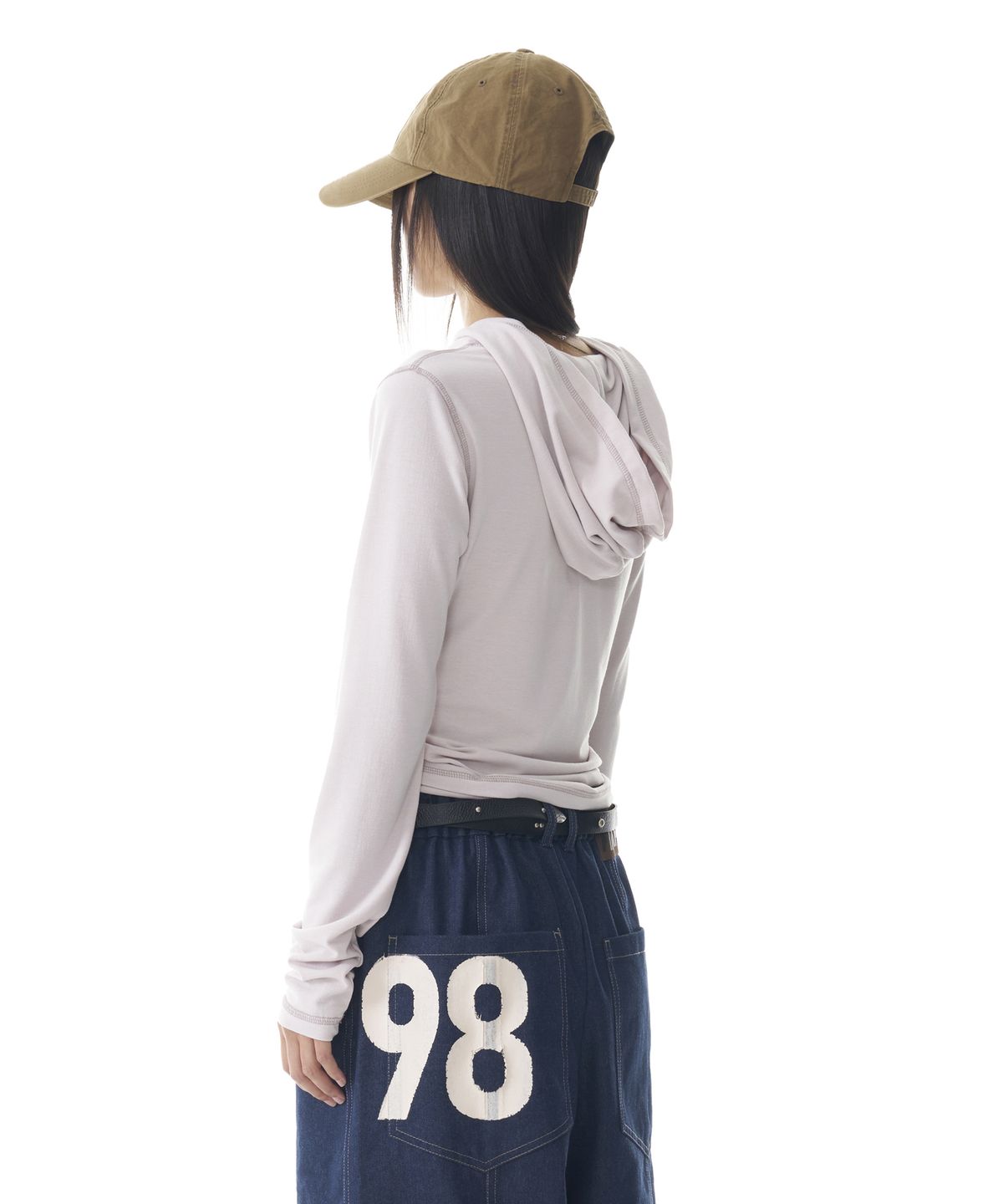 아캄(AAKAM) Studded Cross Hooded Long Sleeve (Beige)
