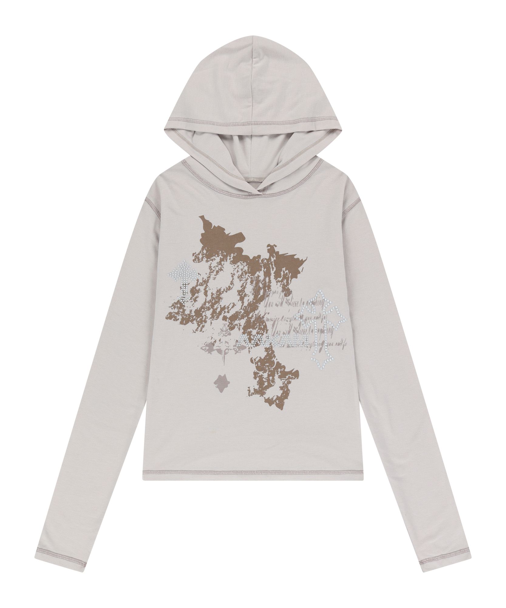 MUSINSA | AAKAM Studded Cross Hooded Long Sleeve (Beige)