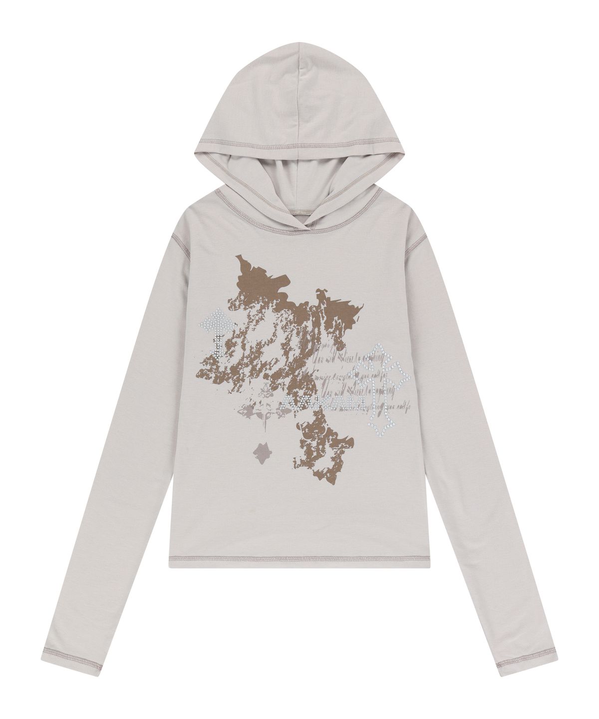아캄(AAKAM) Studded Cross Hooded Long Sleeve (Beige)