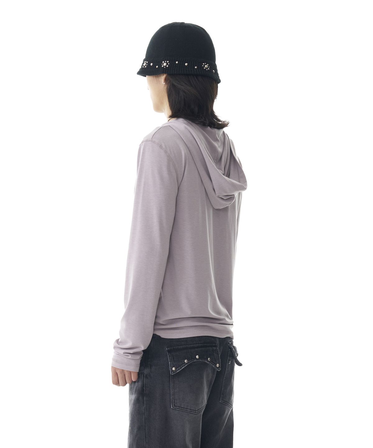 아캄(AAKAM) Studded Leaf Hooded Long Sleeve (Beige)