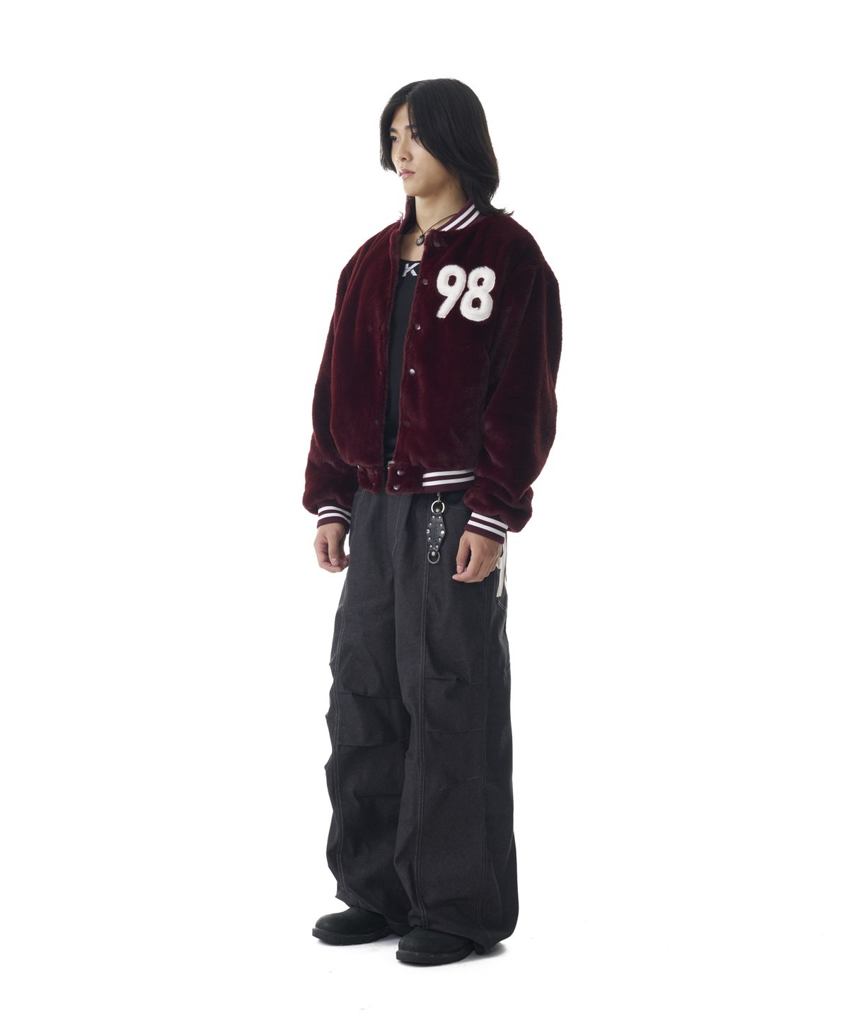 아캄(AAKAM) Furry 98 Varsity Jacket (Wine)