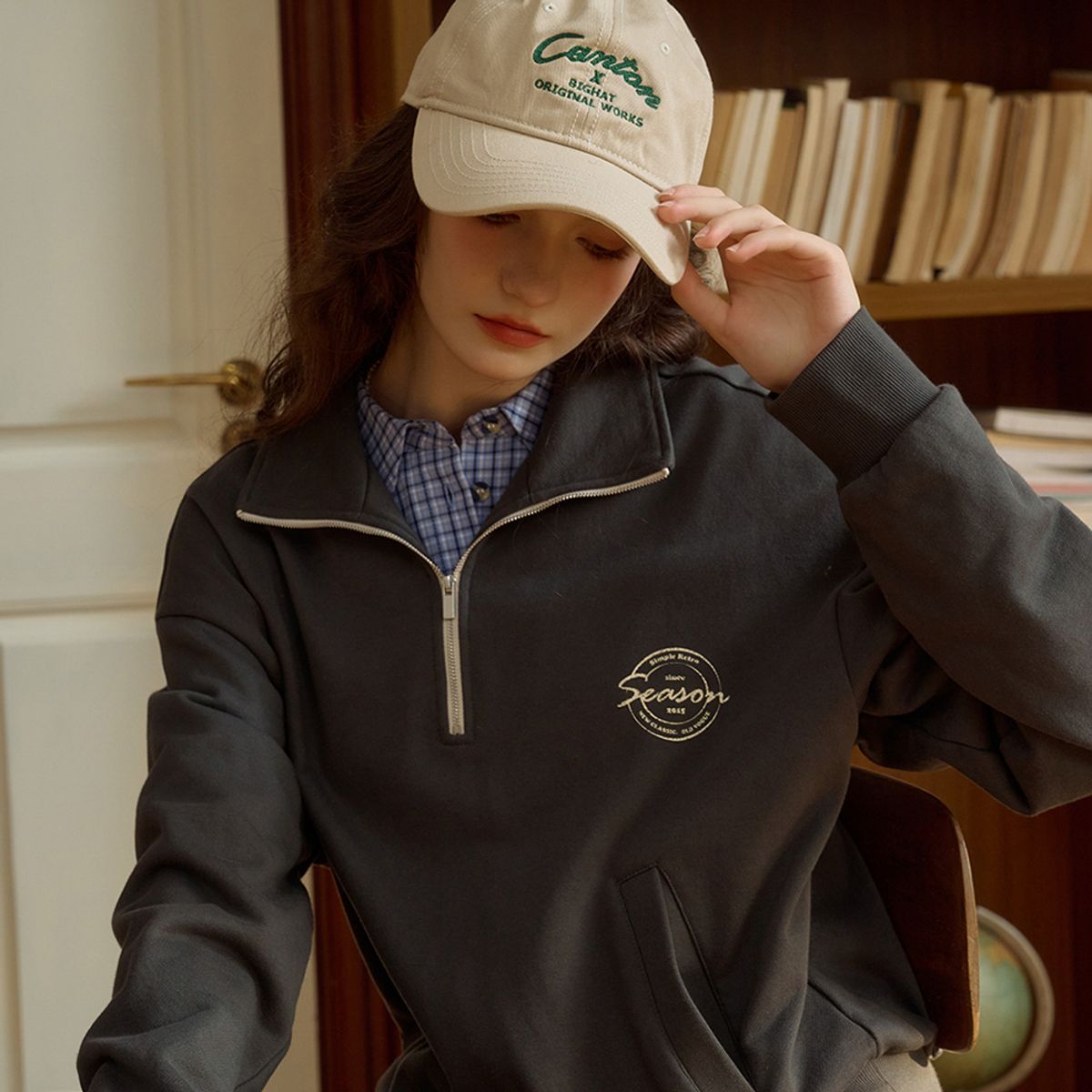 심플레트로(SIMPLE RETRO) SR_Casual loose sweatshirt