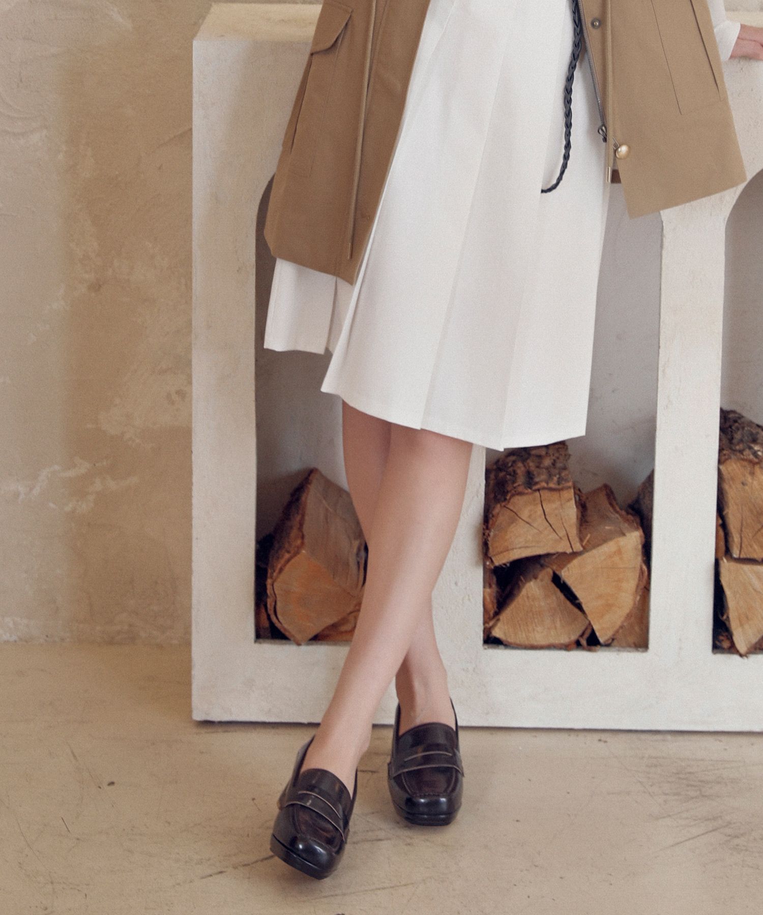 フラットシューズ ^custommade^ 5cm square toe penny loafer heel Emily CW0074BR MUSINSA | CUSTOMADE WOMAN 5cm Square Toe Penny Loafer Heel