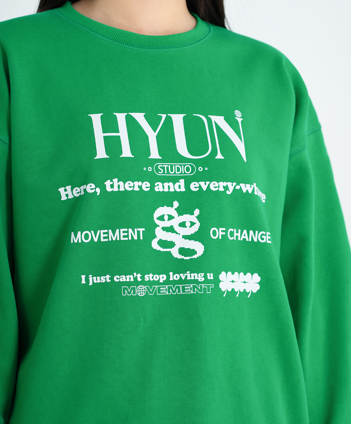 현 스튜디오(HYUN STUDIO) SLOGAN GREEN SWEAT SHIRT [UNISEX]